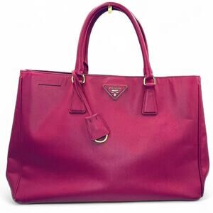 Prada Galleria Saffiano Electric Fuschia Pink Gold Leather Tote Large L Classic